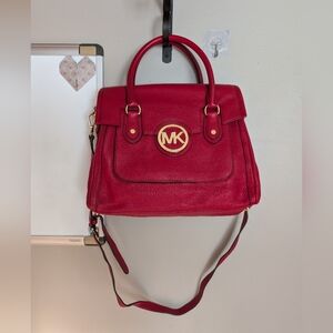Michael Kors Red Handbag with Gold Accents